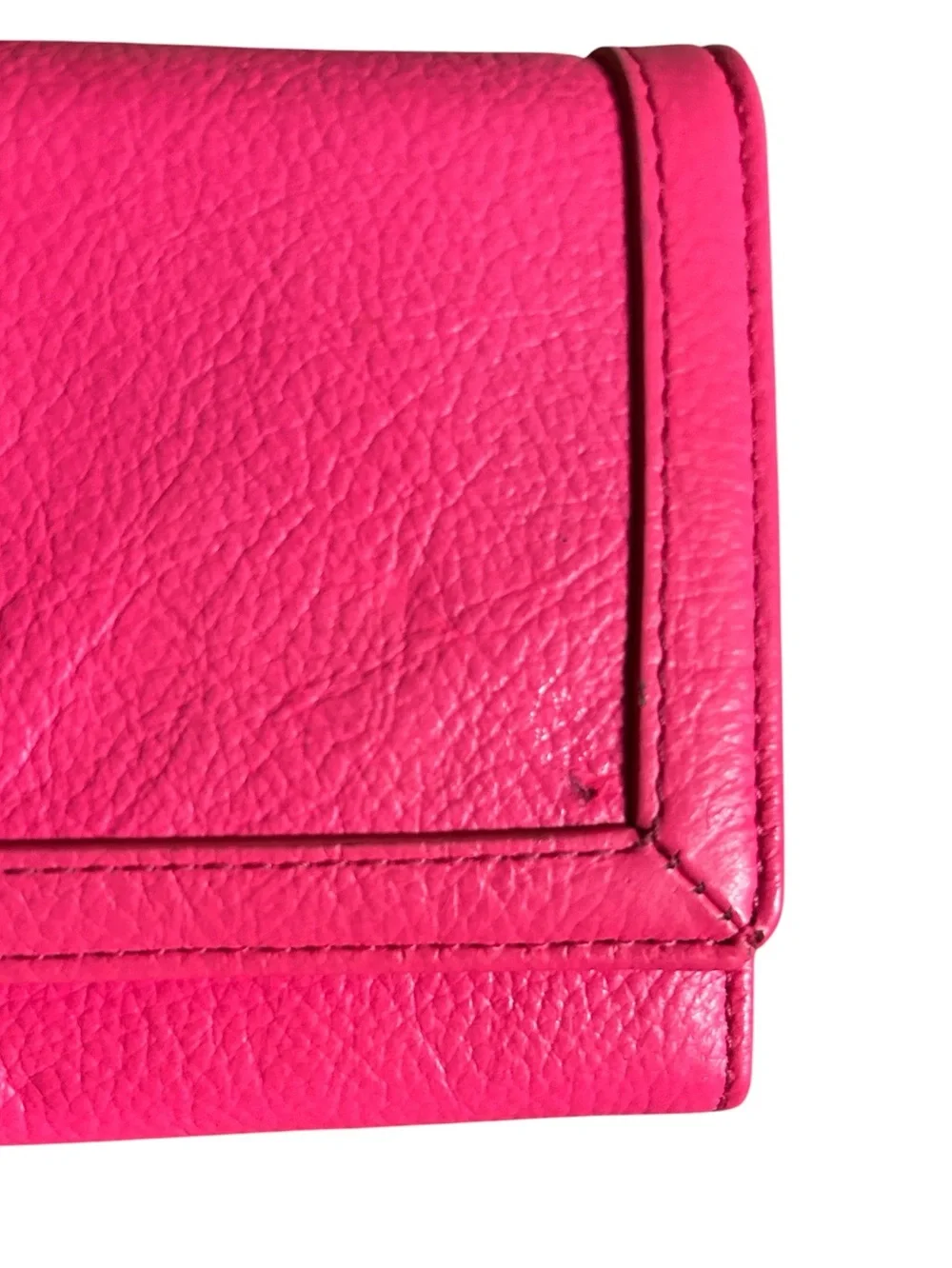 J.Crew Large Leather Gold Toggle Hot Pink Pebbled Leather  Wallet Clutch - Picture 6 of 7